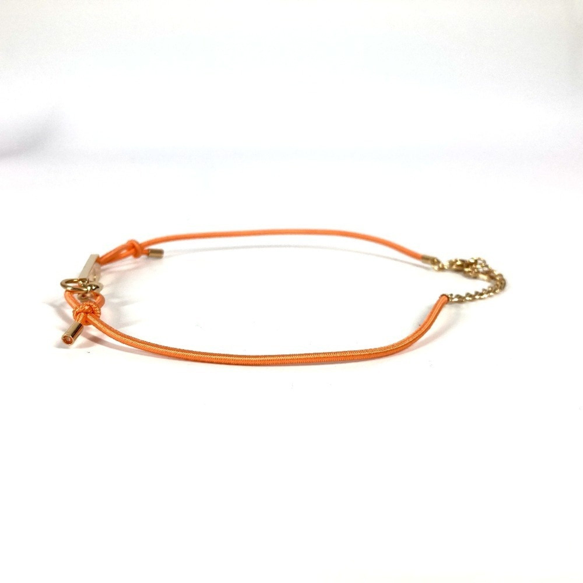 Choker Necklace Metal and Rubber Gold Orange