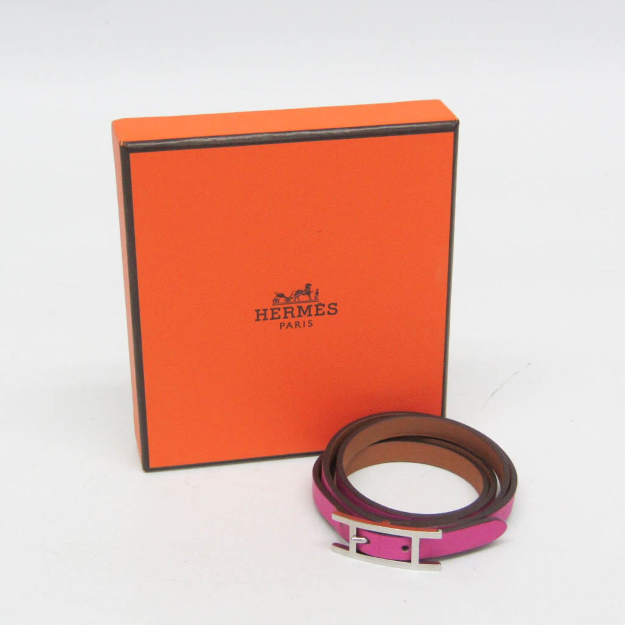 Bangle Leather and Metal Fuchsia Gold Silver Bracelet