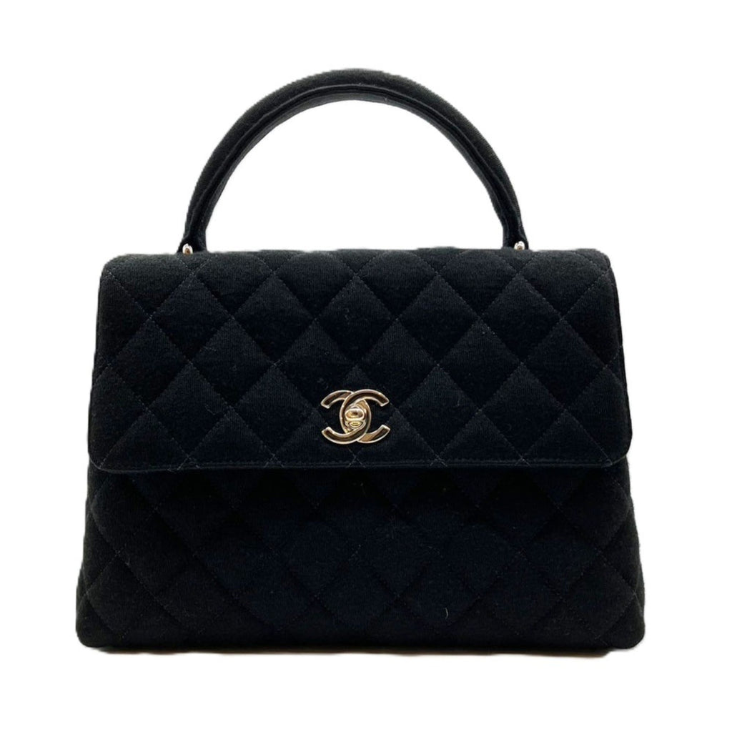Vintage Classic Top Handle Flap Bag Quilted Caviar Medium