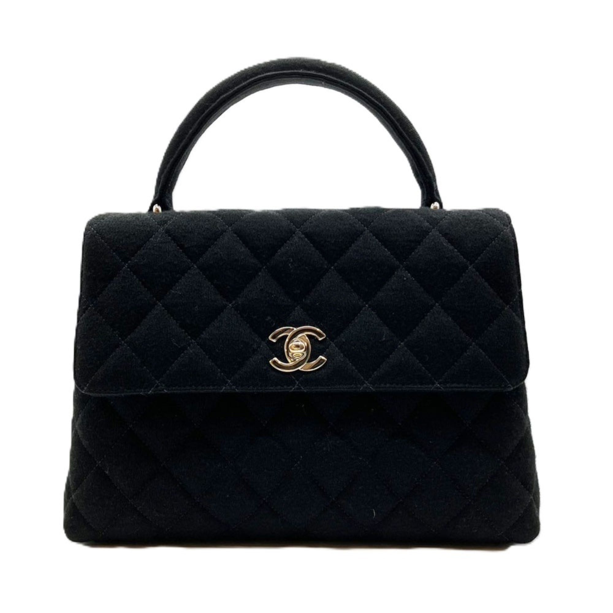 Vintage Classic Top Handle Flap Bag Quilted Caviar Medium