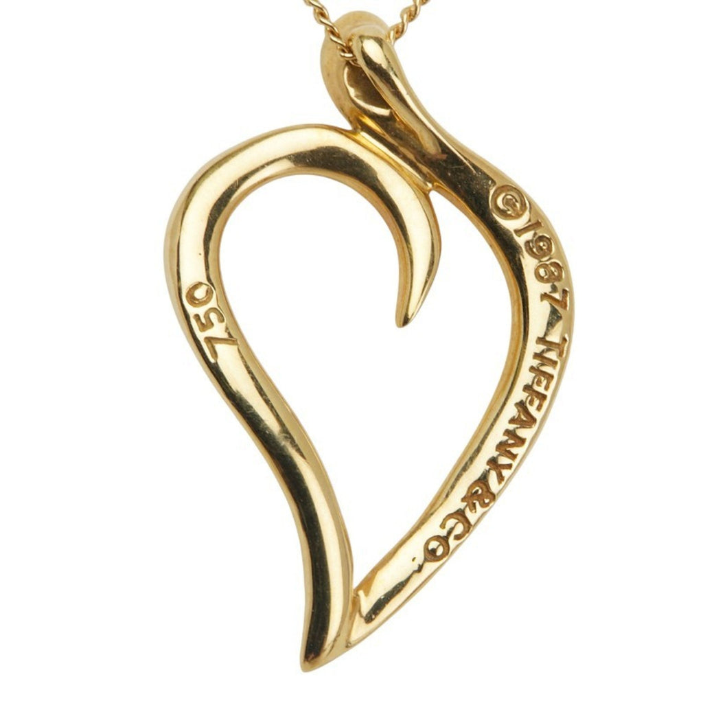 Leaf Heart Pendant Necklace 18K Yellow Gold