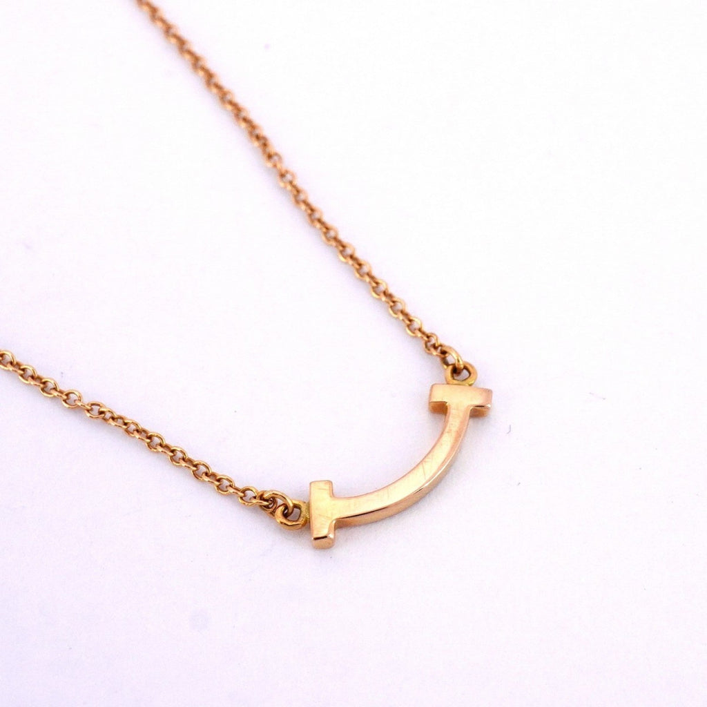 T Smile Mini Pendant Necklace 18K Rose Gold