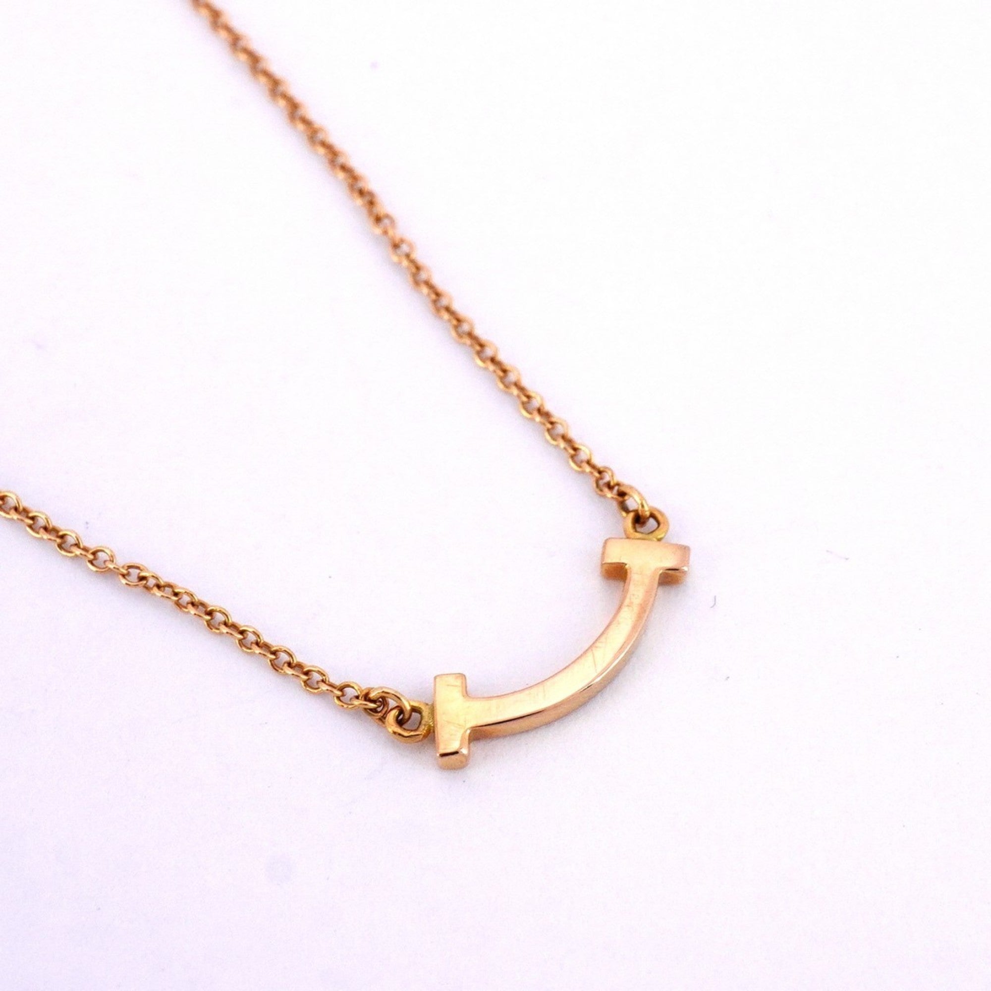 T Smile Mini Pendant Necklace 18K Rose Gold