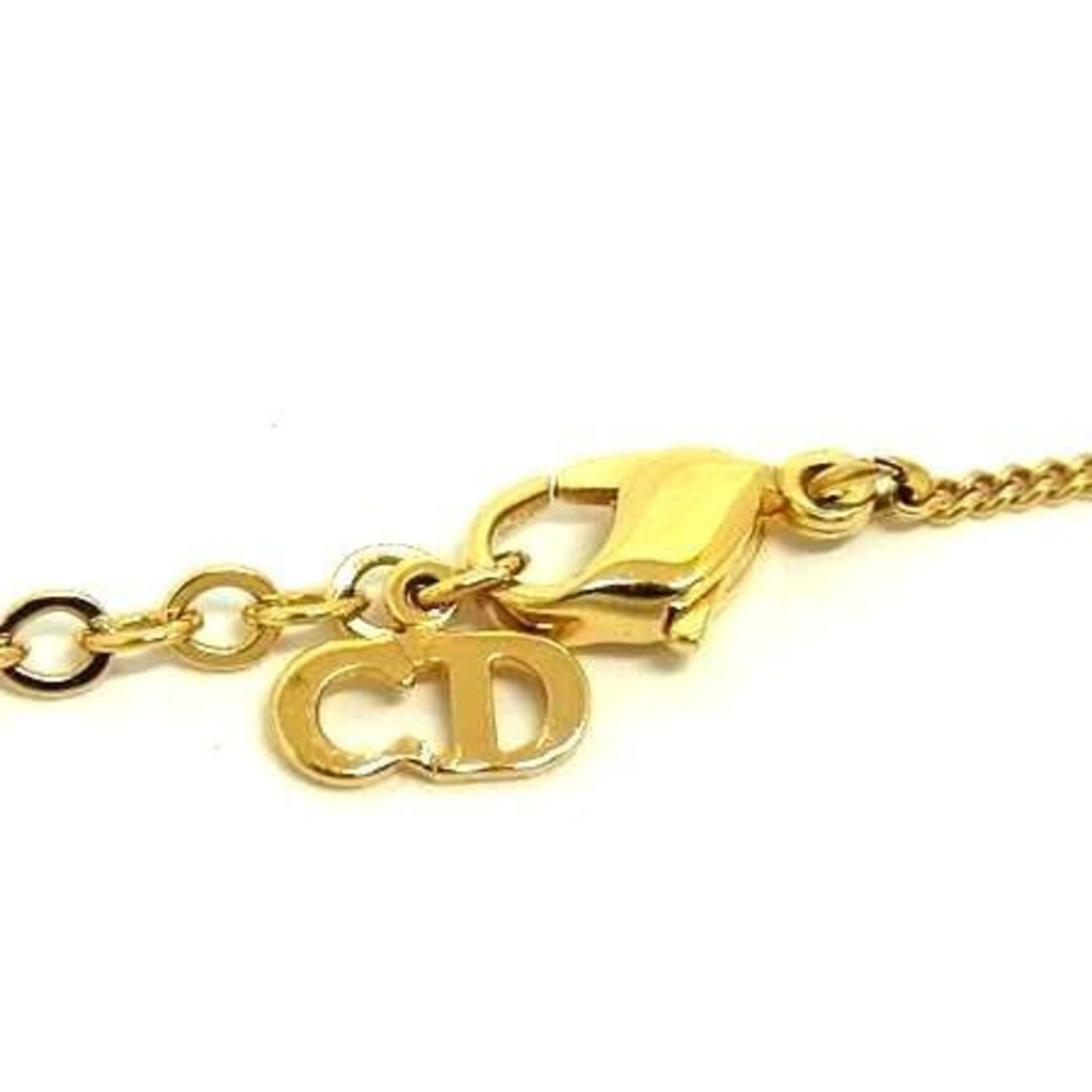 Pendant Necklace Metal Gold and Rhinestone