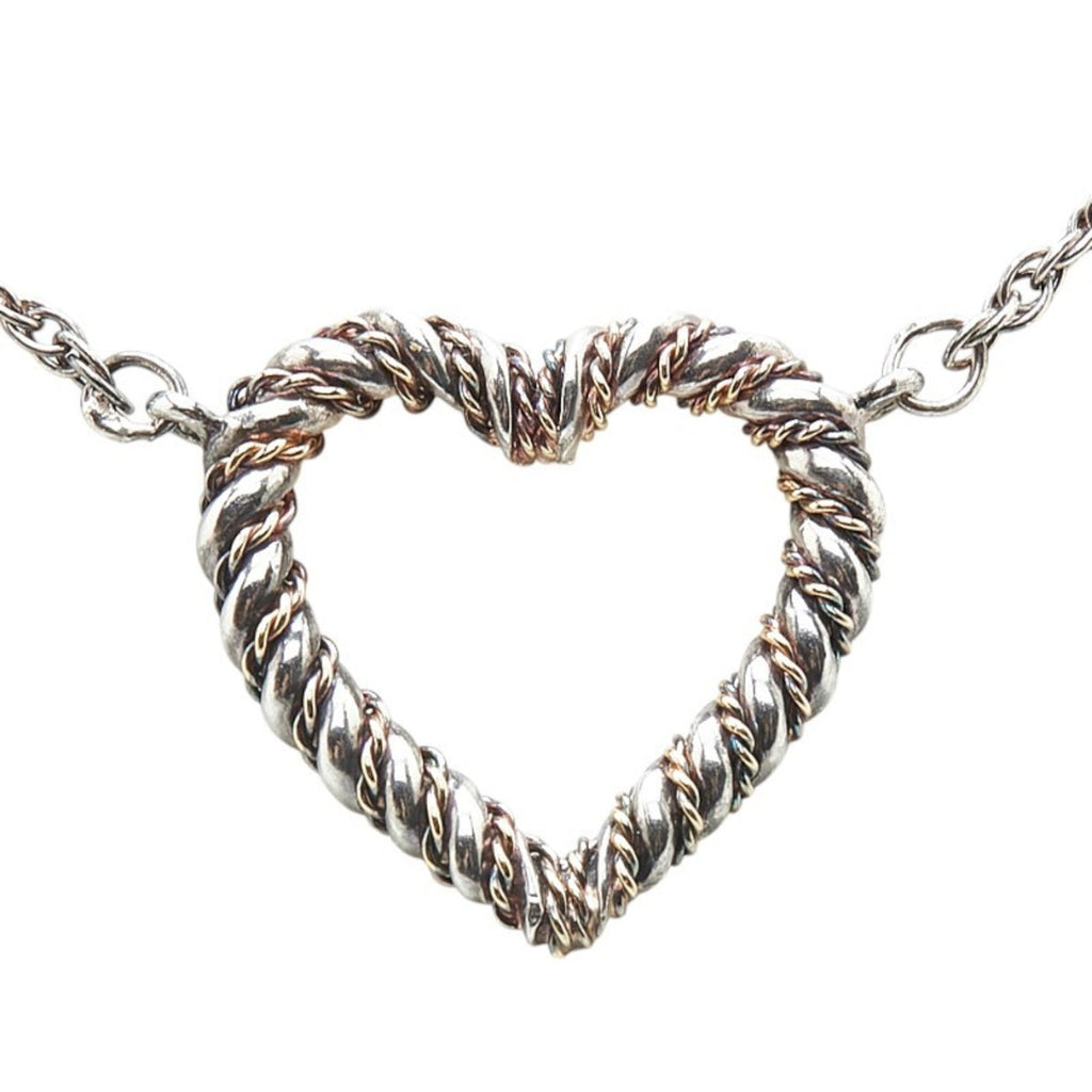 Twisted Heart Pendant Necklace Sterling Silver