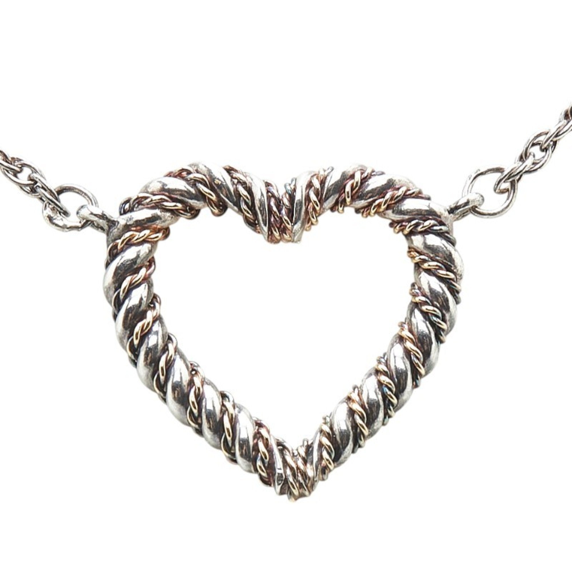 Twisted Heart Pendant Necklace Sterling Silver