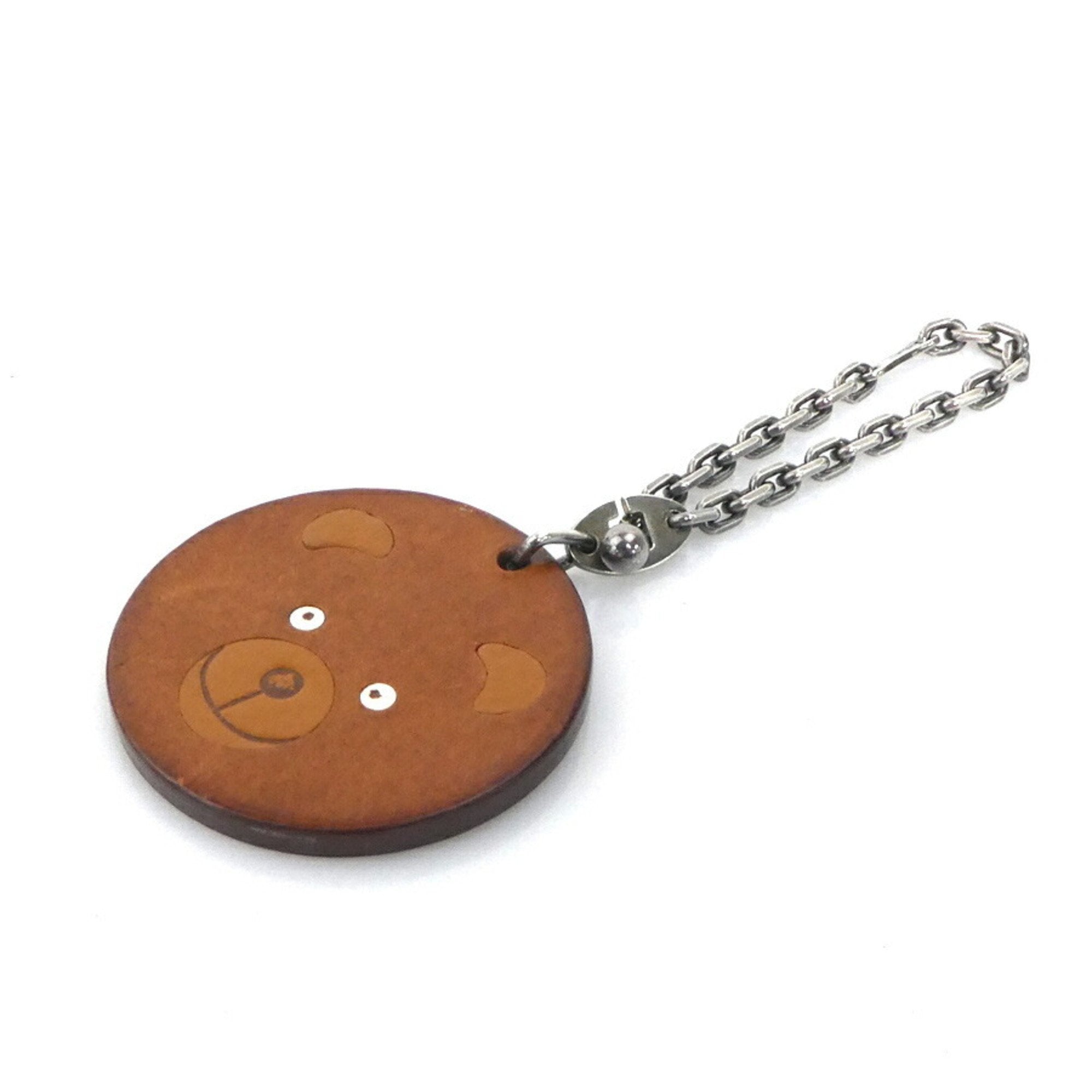 Bear Charm Leather and Metal Brown Handbag Charm