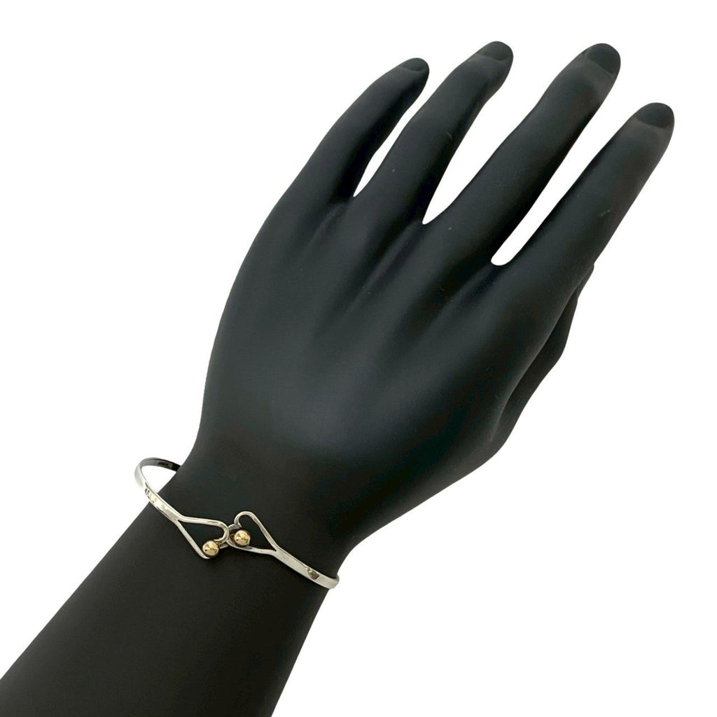 Hook Eye Double Heart Bracelet 18K Yellow Gold and Sterling Silver