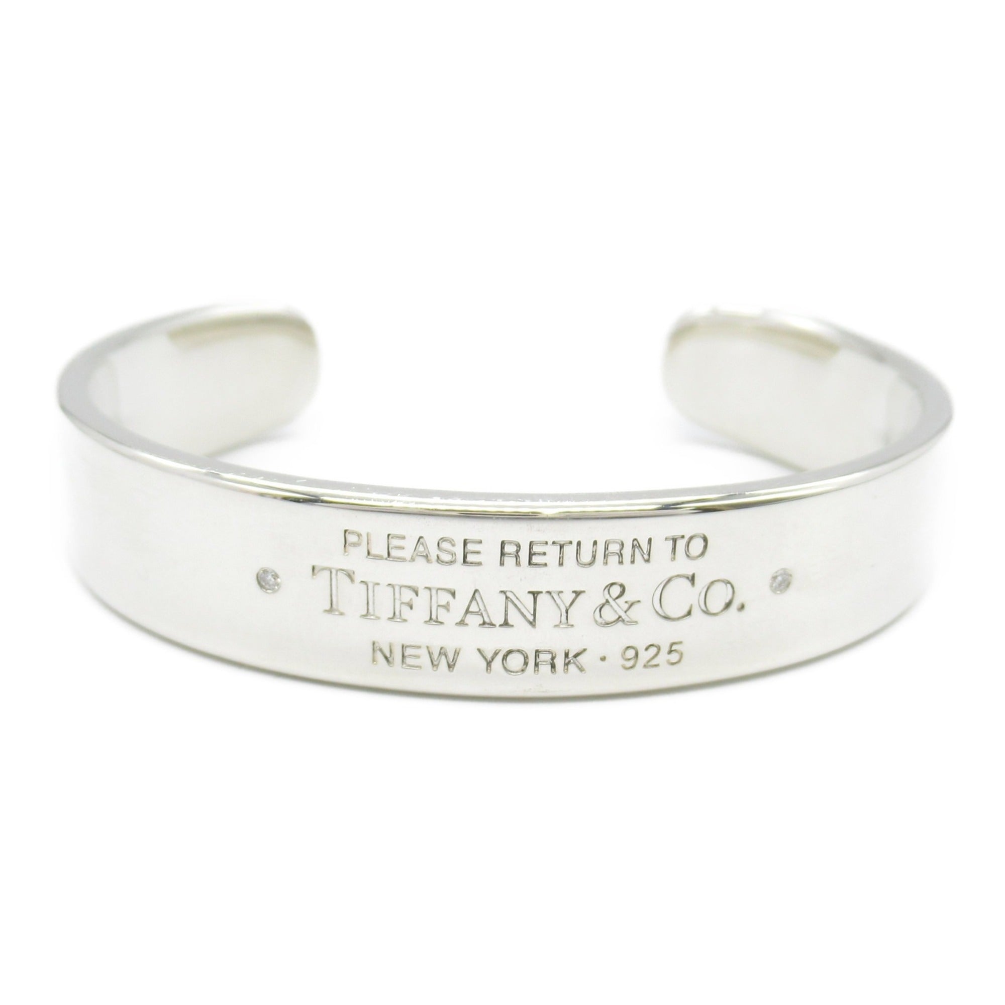 Narrow Cuff Bracelet Sterling Silver with Diamond