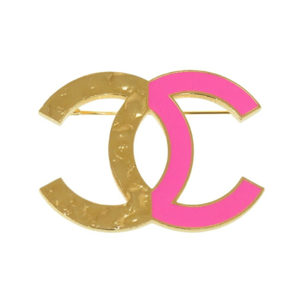 CC Logo Brooch Gold-Tone Metal