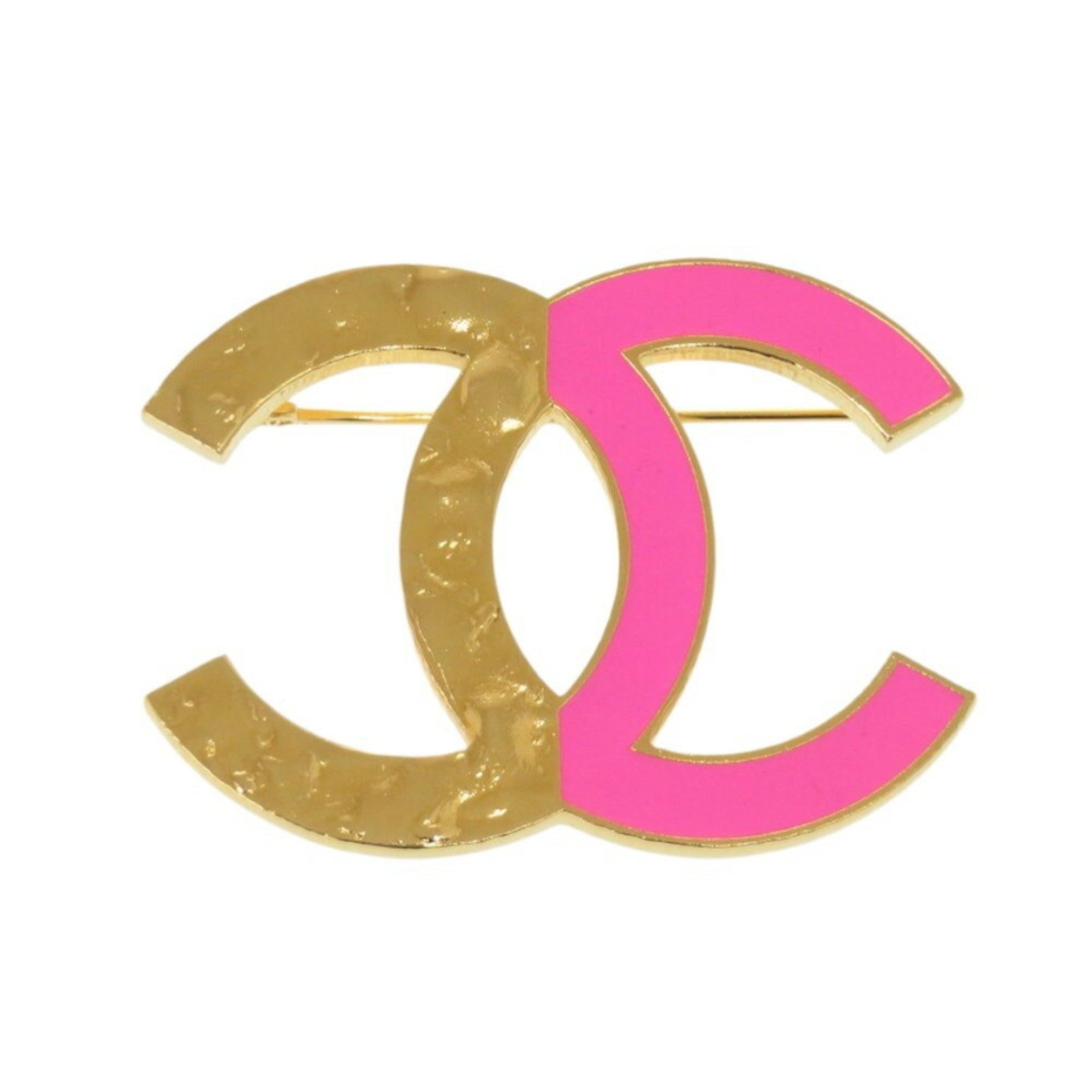 CC Logo Brooch Gold-Tone Metal