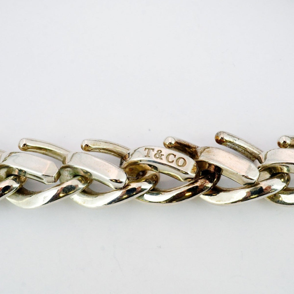 Forged Large Link Pendant Necklace Sterling Silver