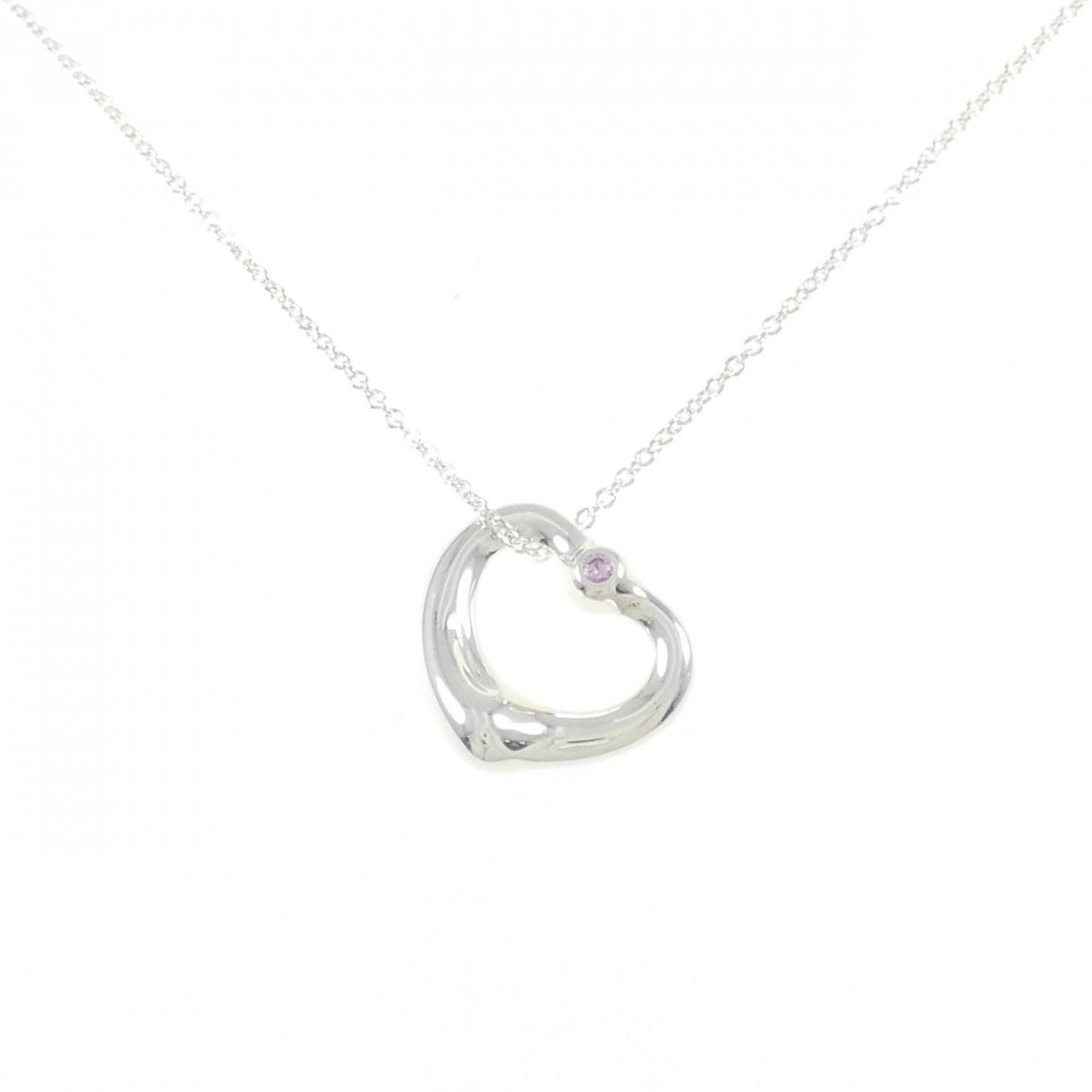 Open Heart Pendant Necklace Sterling Silver 14.8mm