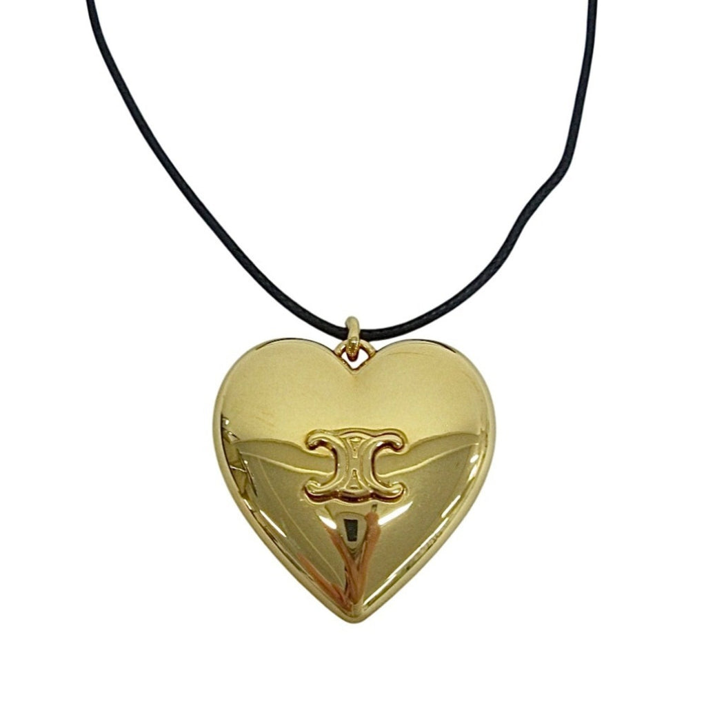 Triomphe Heart Motif Pendant Necklace Gold