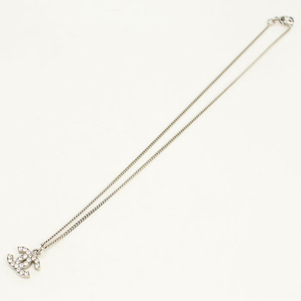 CC Logo Pendant Necklace Silver-Tone Metal