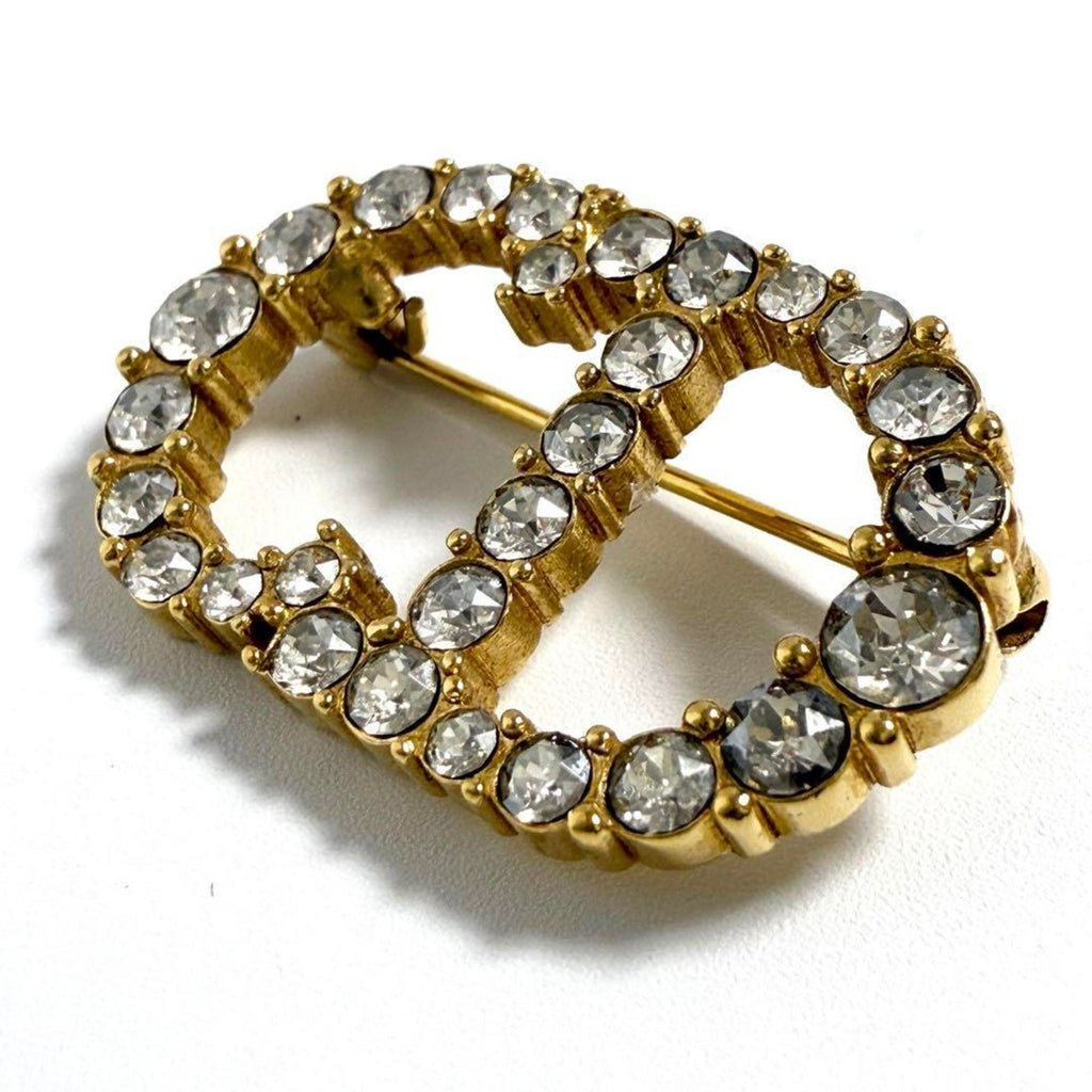 Clair D Lune Brooch Metal and Rhinestone
