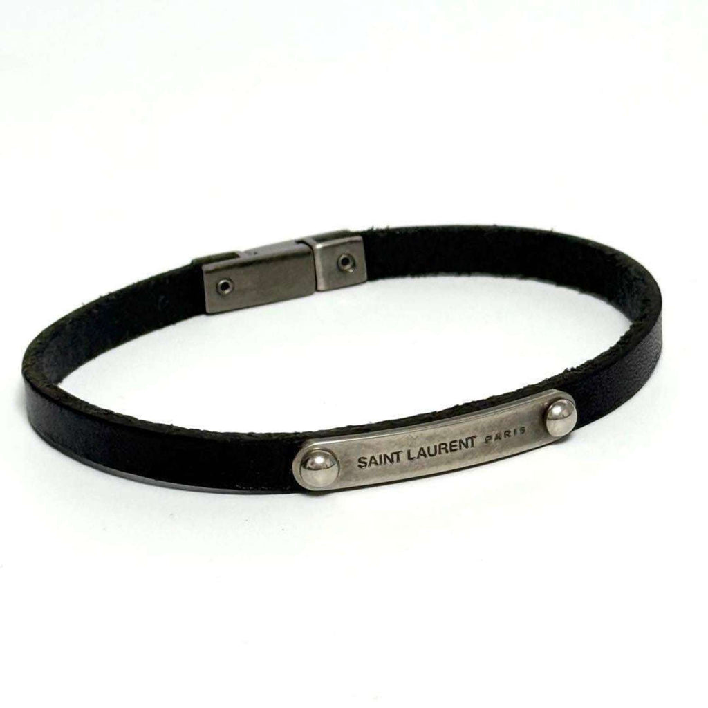 ID Plate Bracelet Leather and Metal