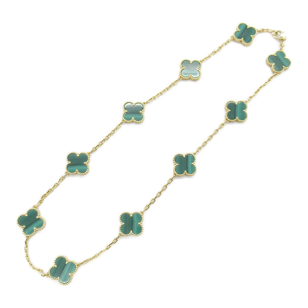 Vintage Alhambra Pendant Necklace 18K Yellow Gold and Malachite