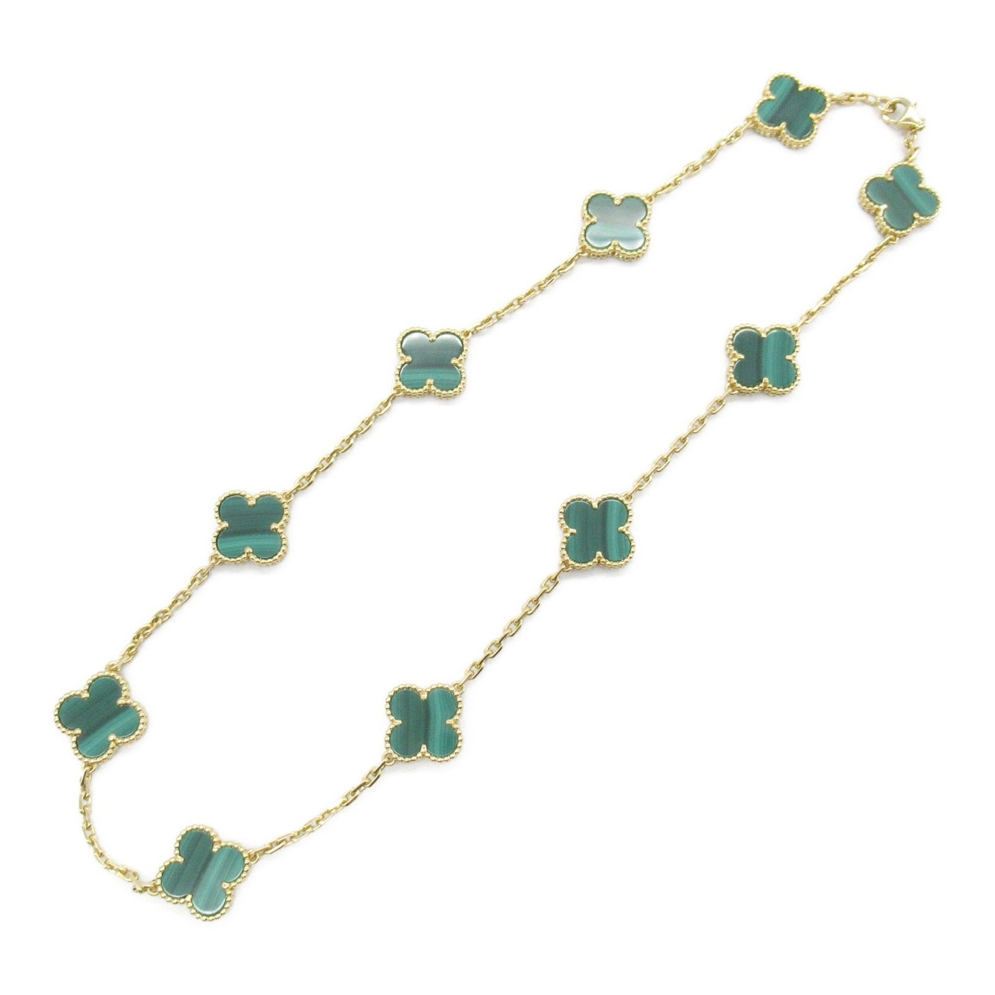 Vintage Alhambra Pendant Necklace 18K Yellow Gold and Malachite