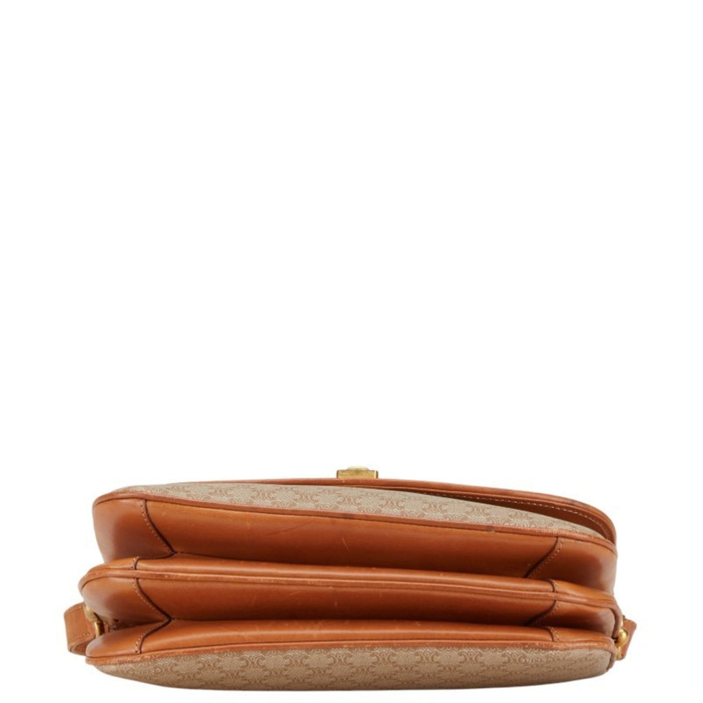 Vintage Saddle Flap Shoulder Bag Macadam Coated Canvas Small