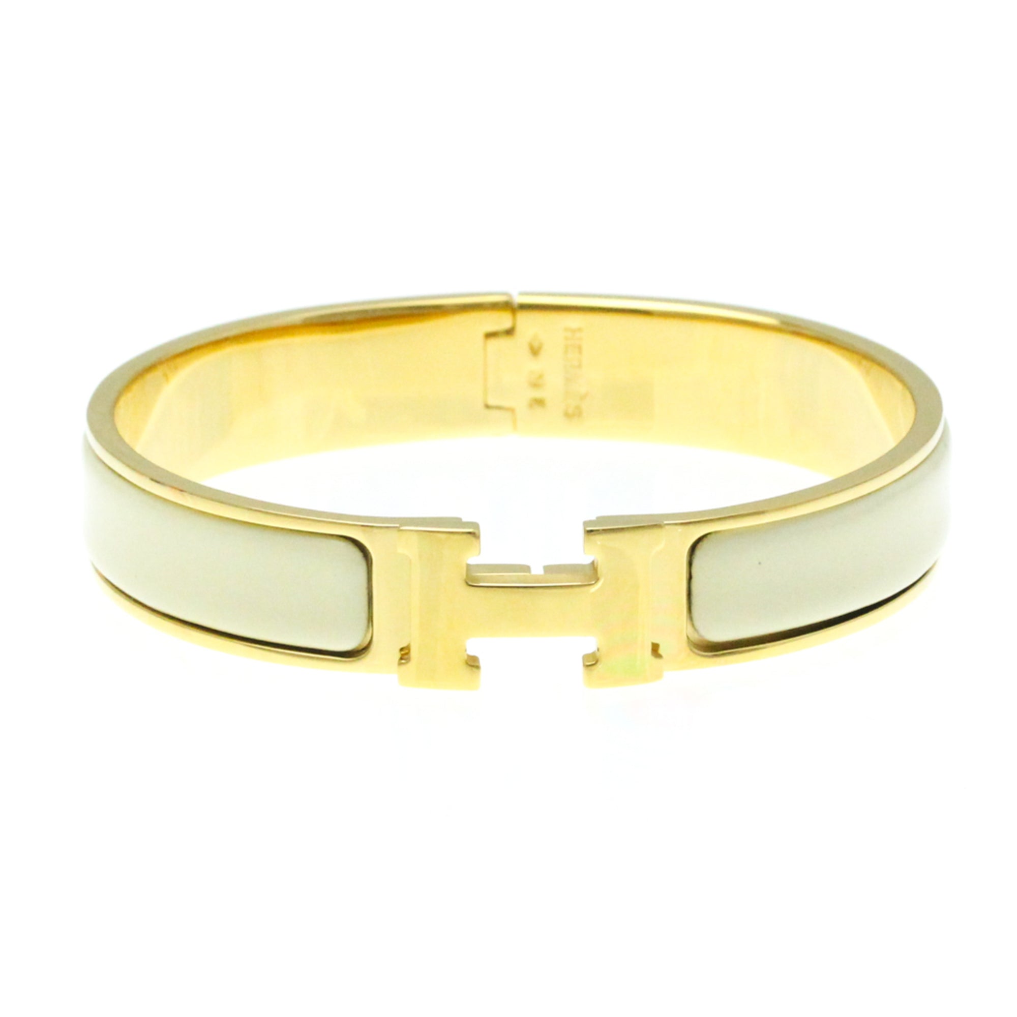Click Clack H Bracelet Gold Plated Beige and Gold