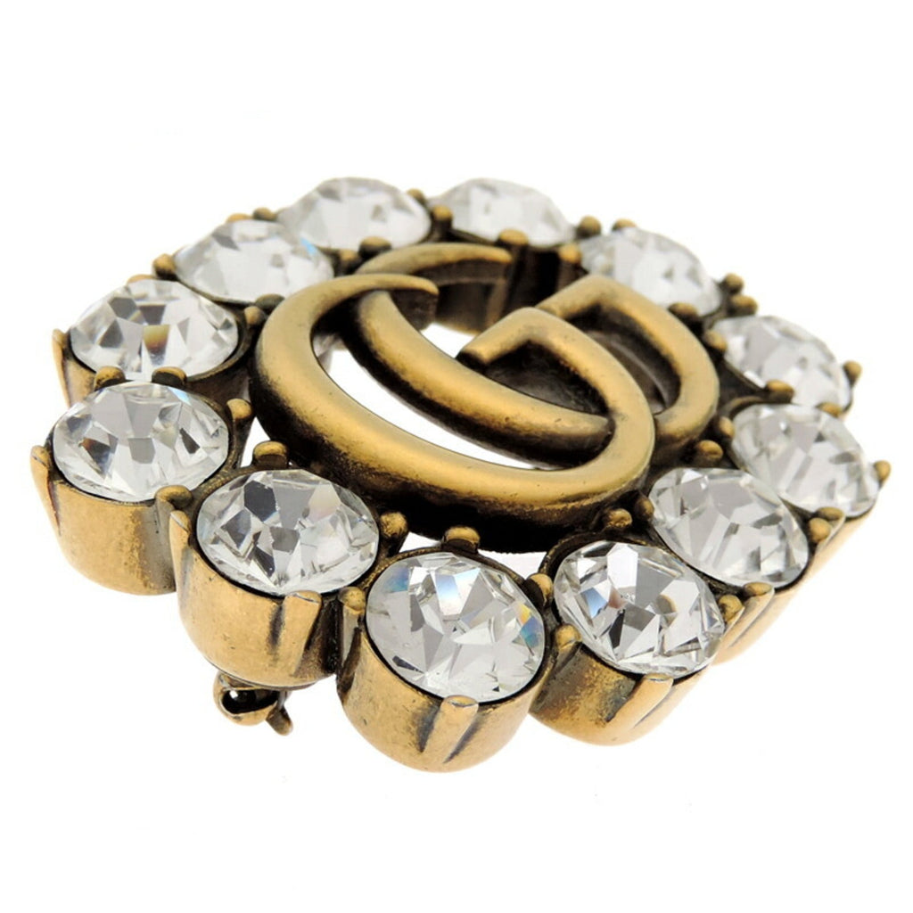 Double G Brooch Metal and Crystal