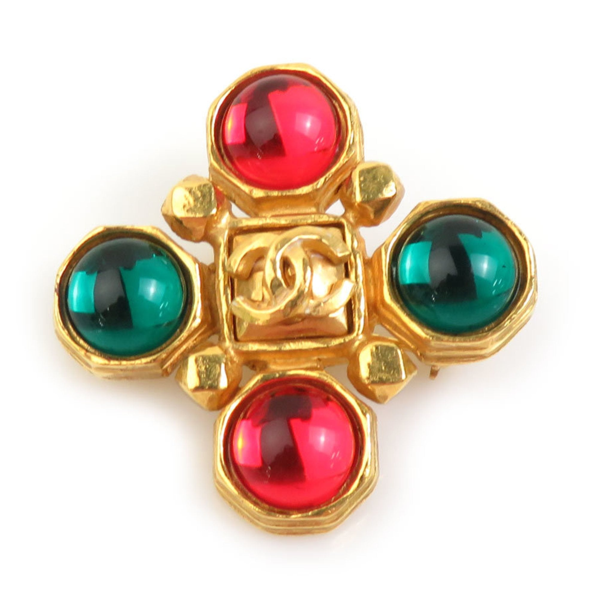 CC Logo Brooch Gold-Tone Metal