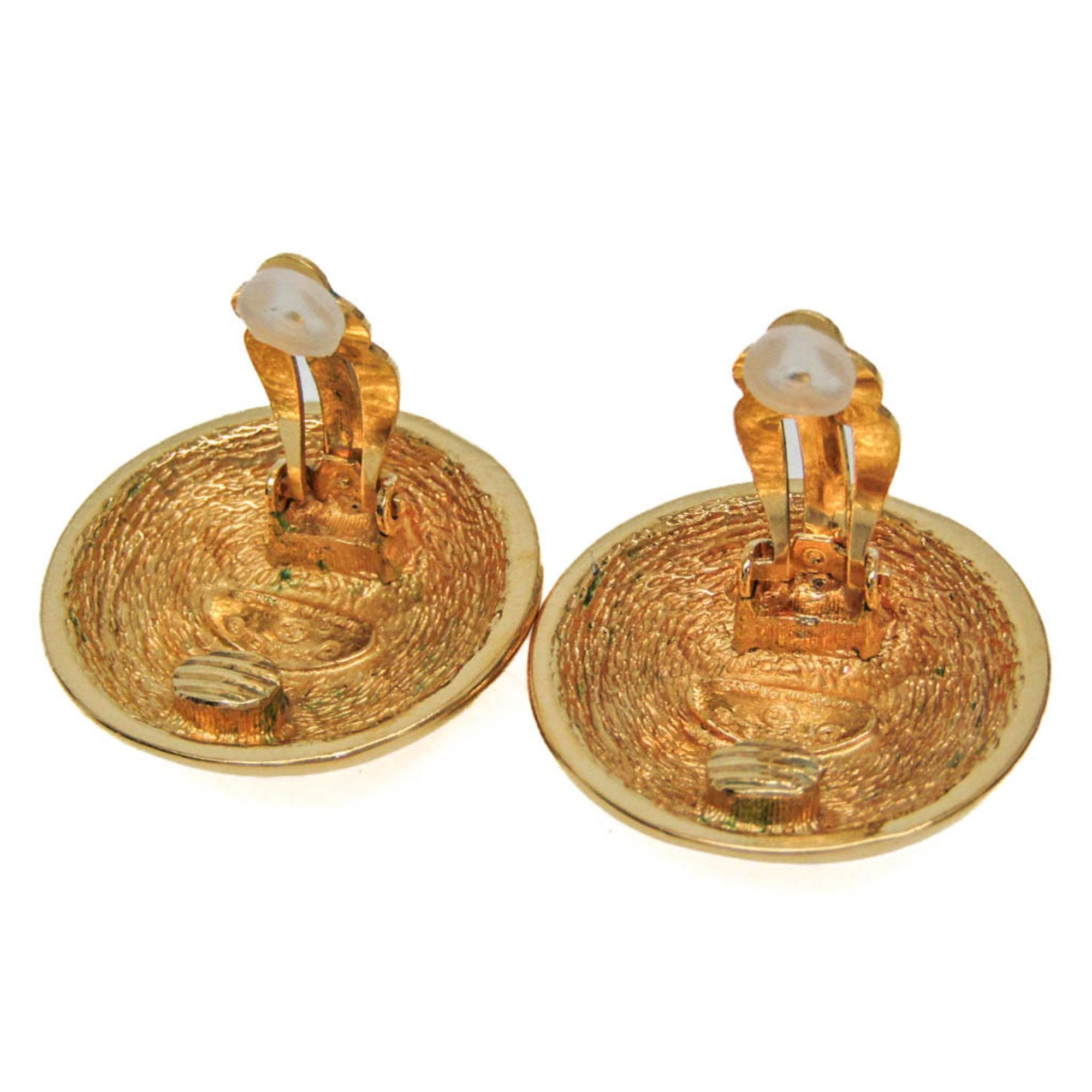 CC Logo Clip-On Earrings Metal Gold-Tone Metal