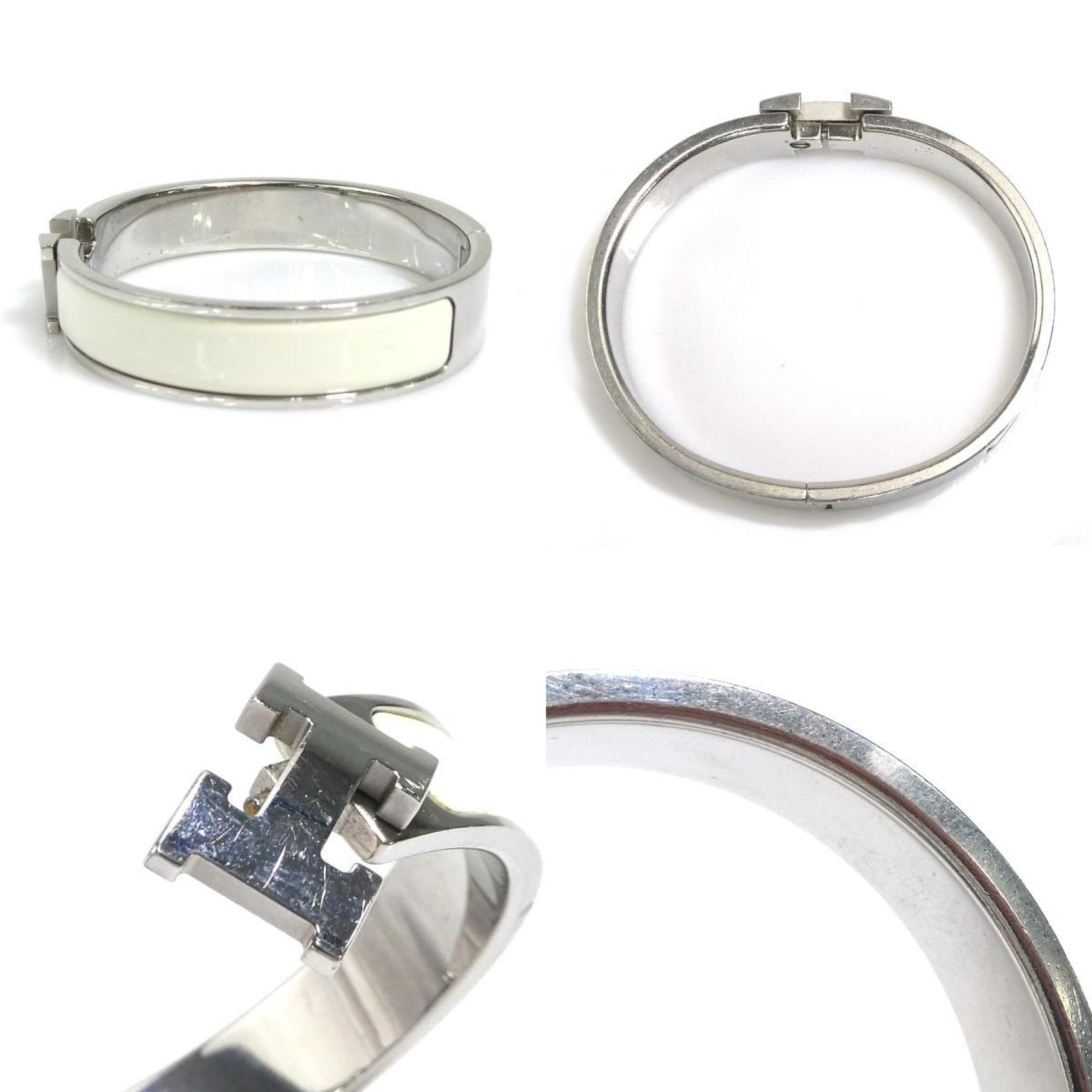 Enamel and Metal Bracelet Off-White and Silver