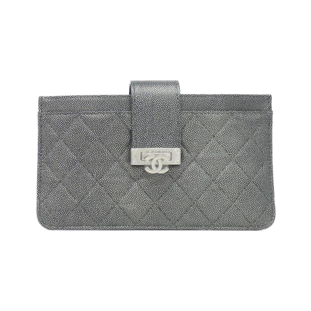 Golden Class Phone Holder Crossbody Bag Quilted Caviar