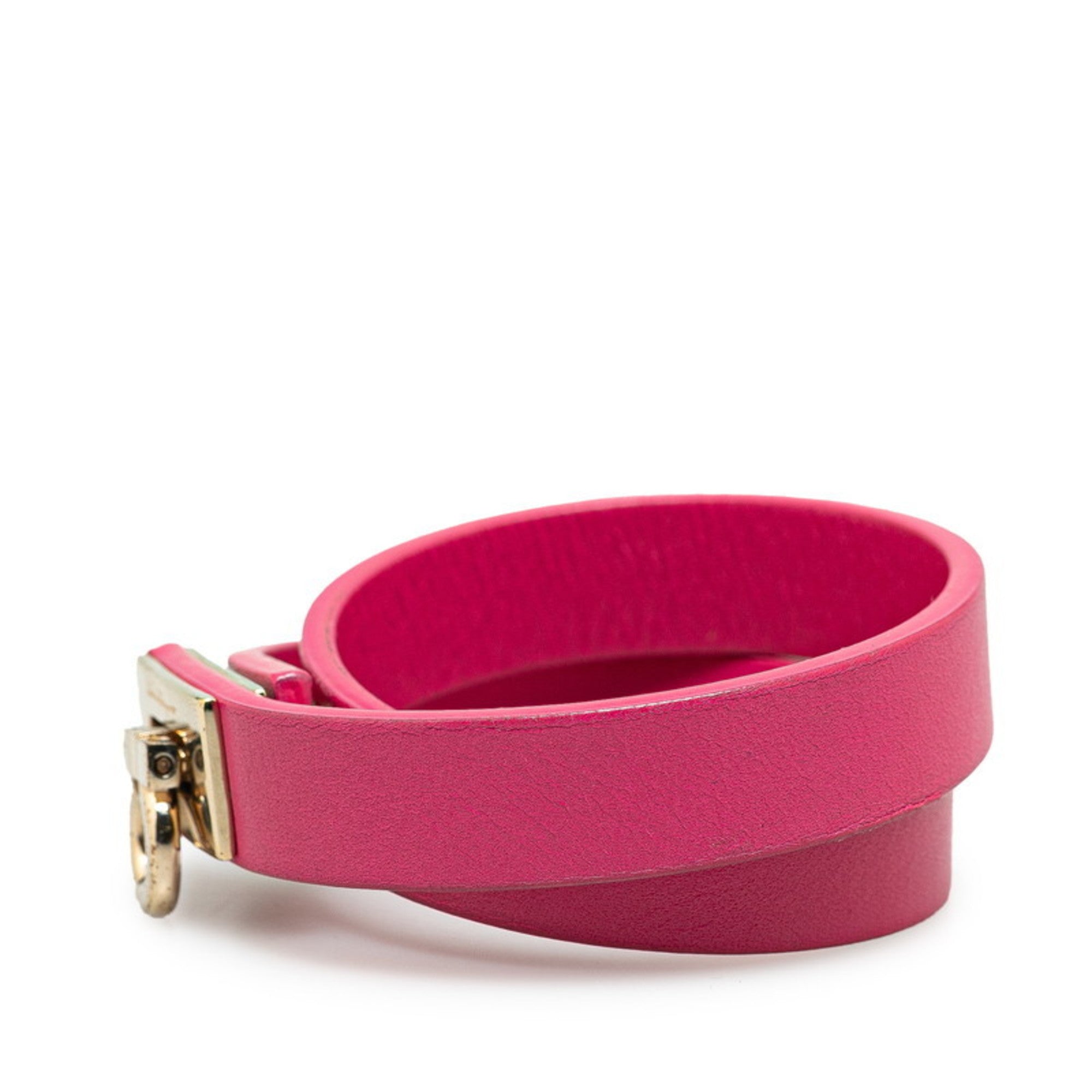 Gancini Bracelet Leather Pink Gold