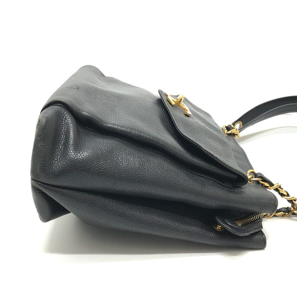Vintage Front Pocket Tote Caviar Small