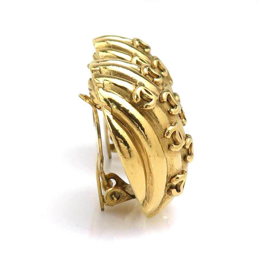CC Logo Clip-On Earrings Gold-Tone Metal Gold-Tone Metal