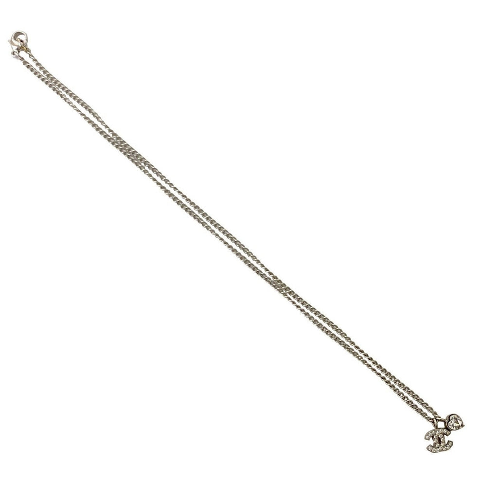 CC Logo Chain Pendant Necklace Silver-Tone Metal