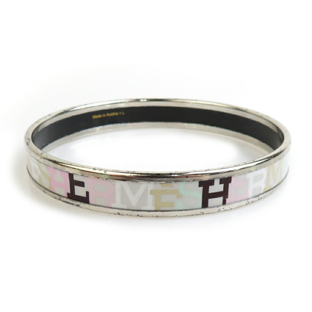 Bangle Bracelet Enamel and Metal Silver Multicolor