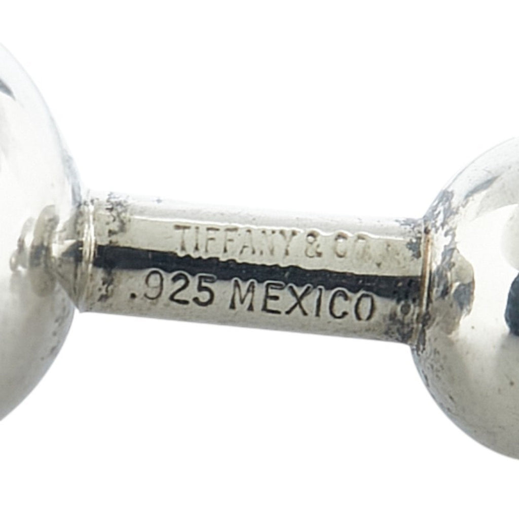 Sphere Barbell Motif Cufflinks Sterling Silver Bracelet