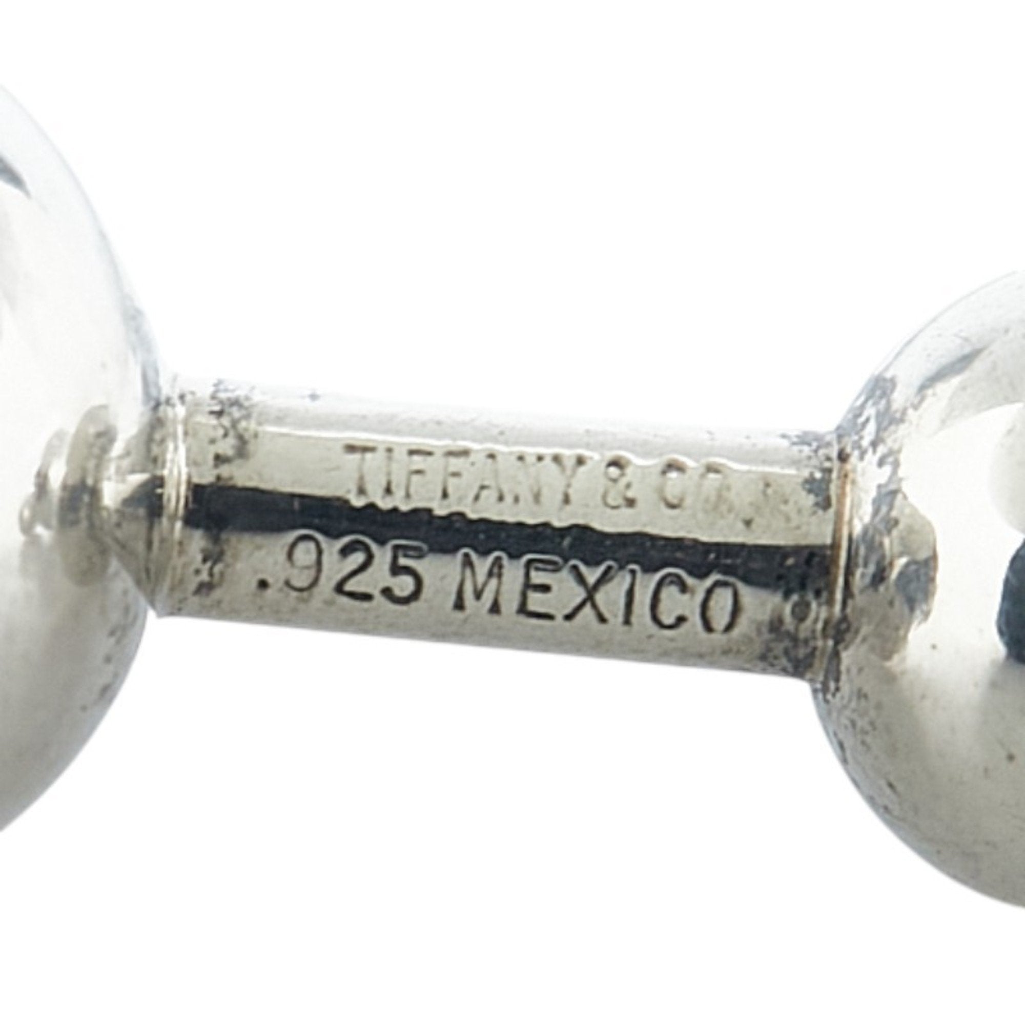 Sphere Barbell Motif Cufflinks Sterling Silver Bracelet