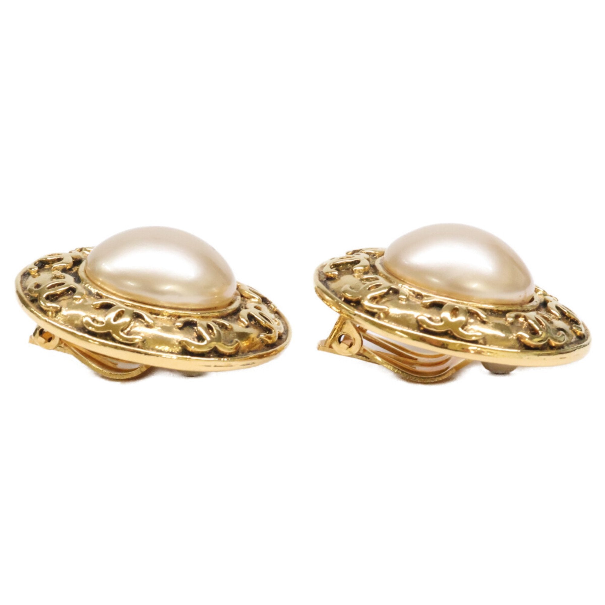 CC Logo Clip-On Earrings Gold-Tone Metal Gold-Tone Metal