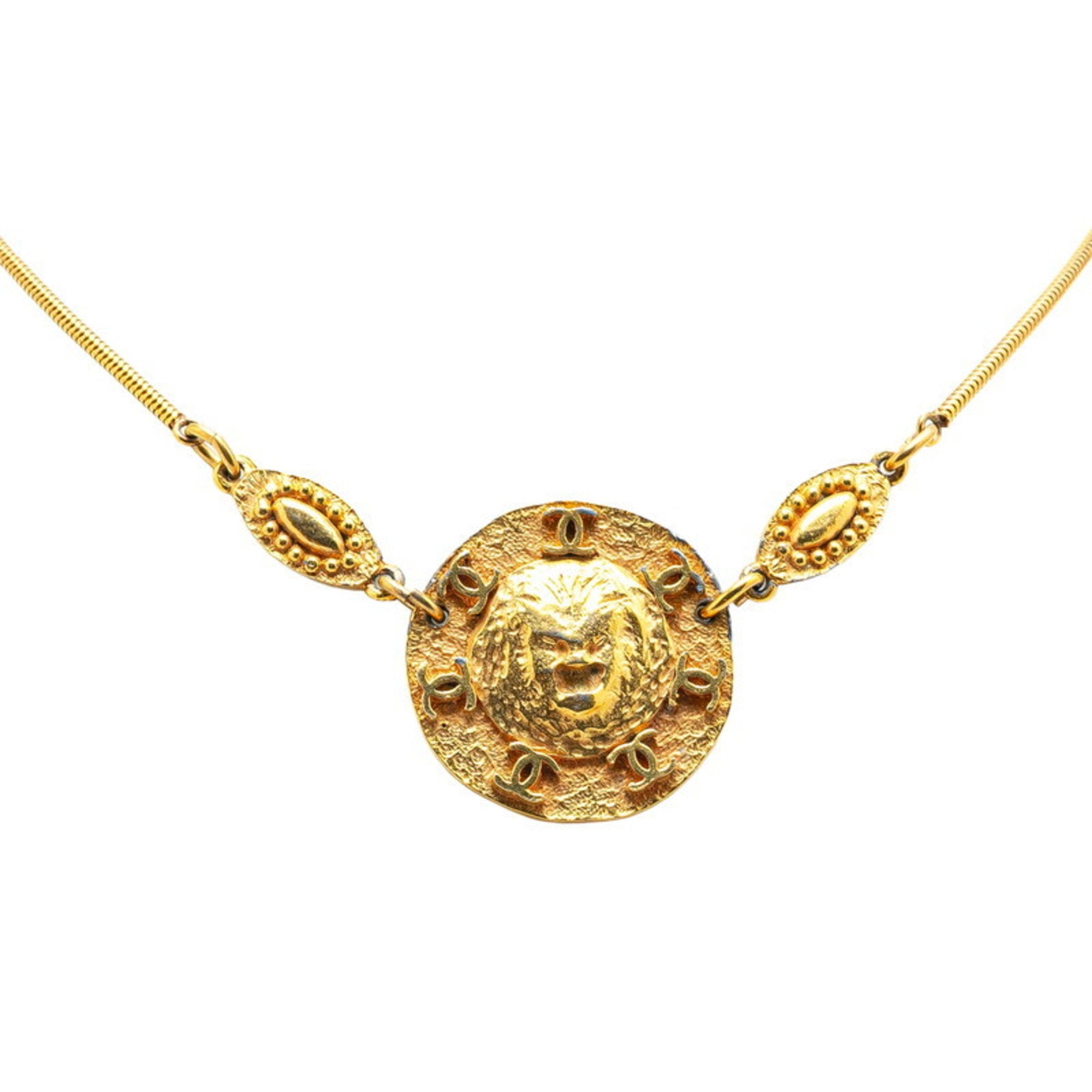 CC Logo Round Pendant Necklace Metal
