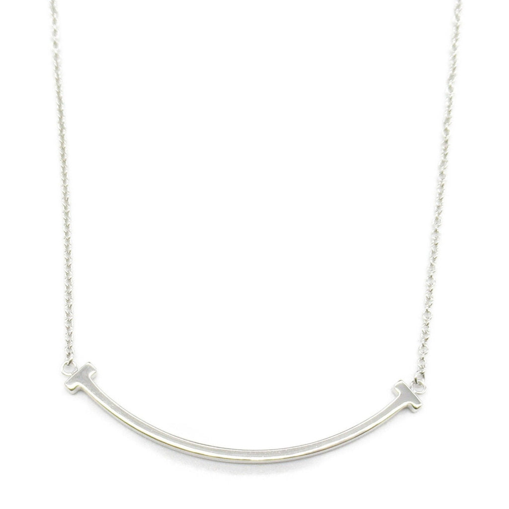 T Smile Pendant Necklace Sterling Silver with 18K White Gold