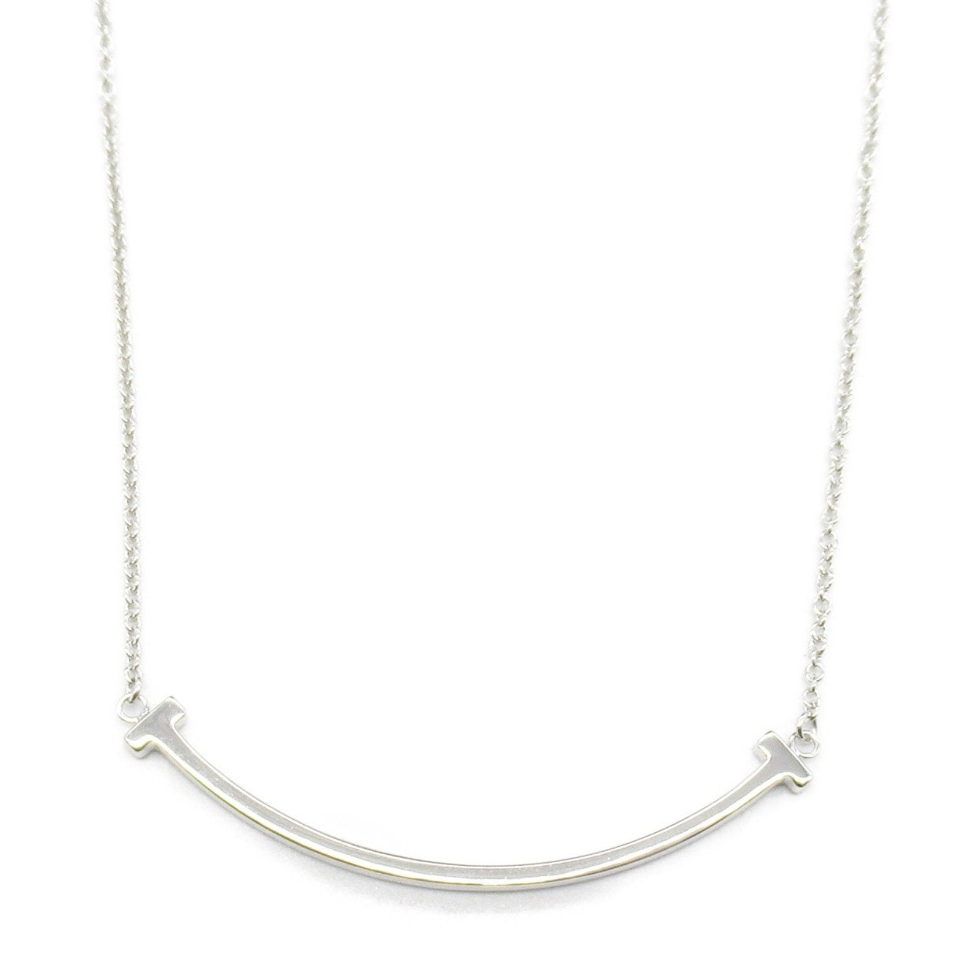 T Smile Pendant Necklace Sterling Silver with 18K White Gold