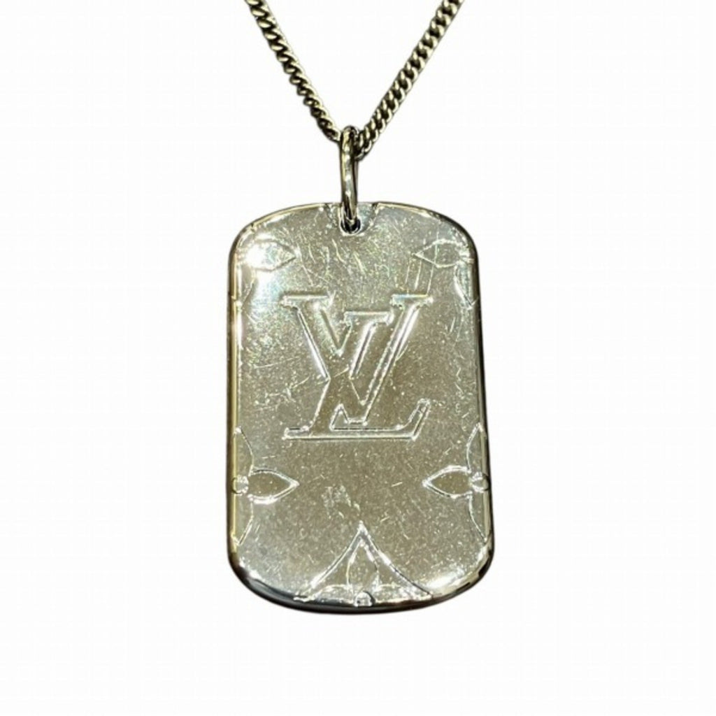 Monogram Pendant Necklace Metal Silver