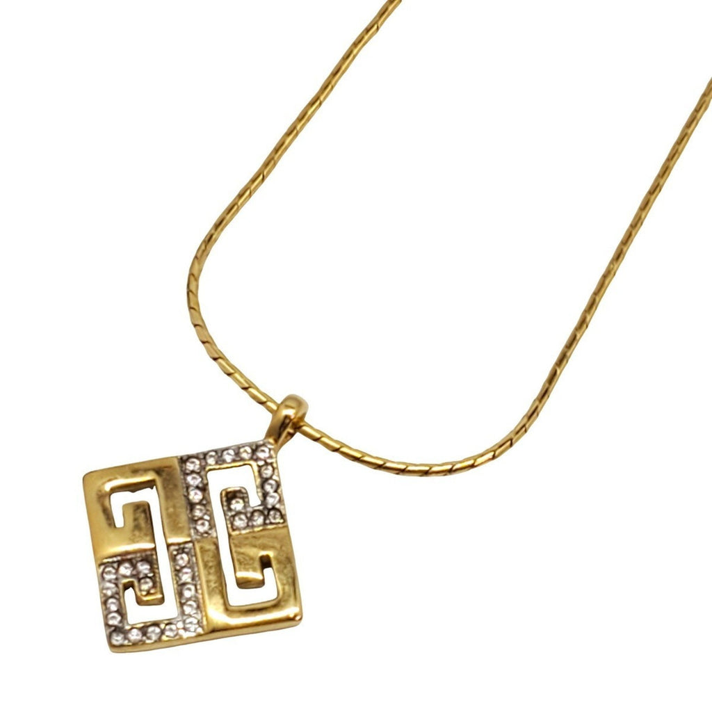 Pendant Necklace Gold with Rhinestone