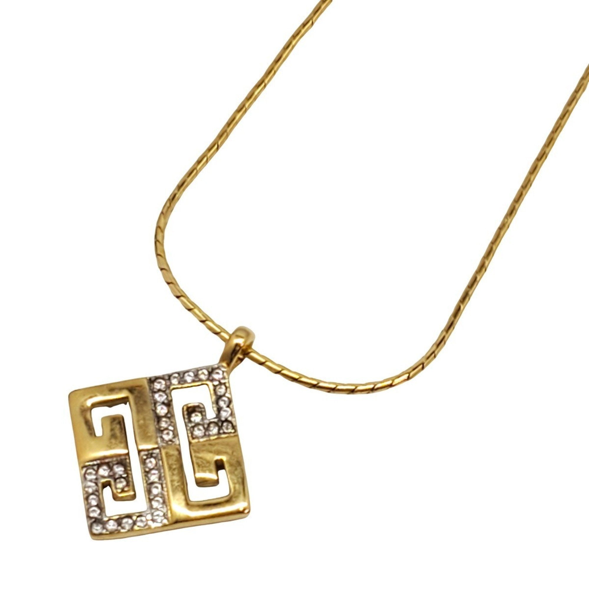 Pendant Necklace Gold with Rhinestone