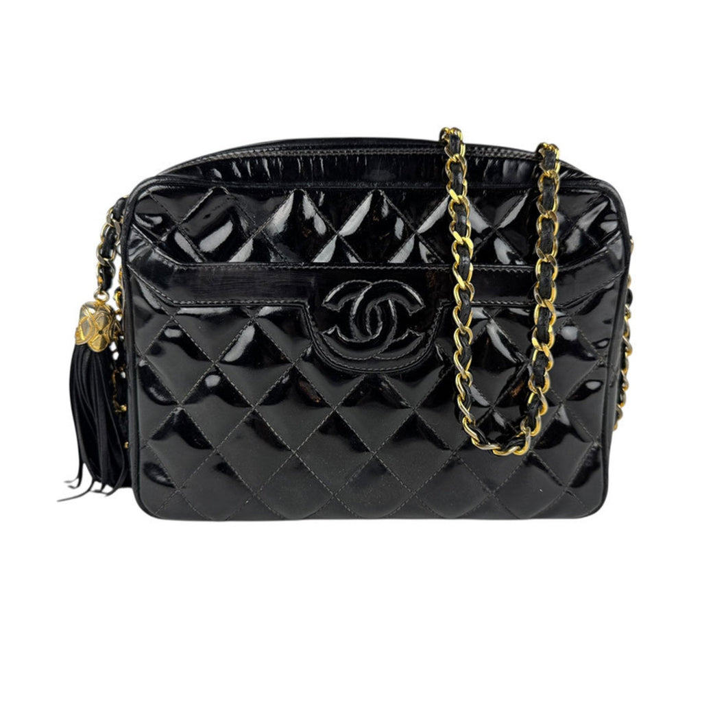 Vintage Diamond CC Camera Bag Quilted Patent Medium