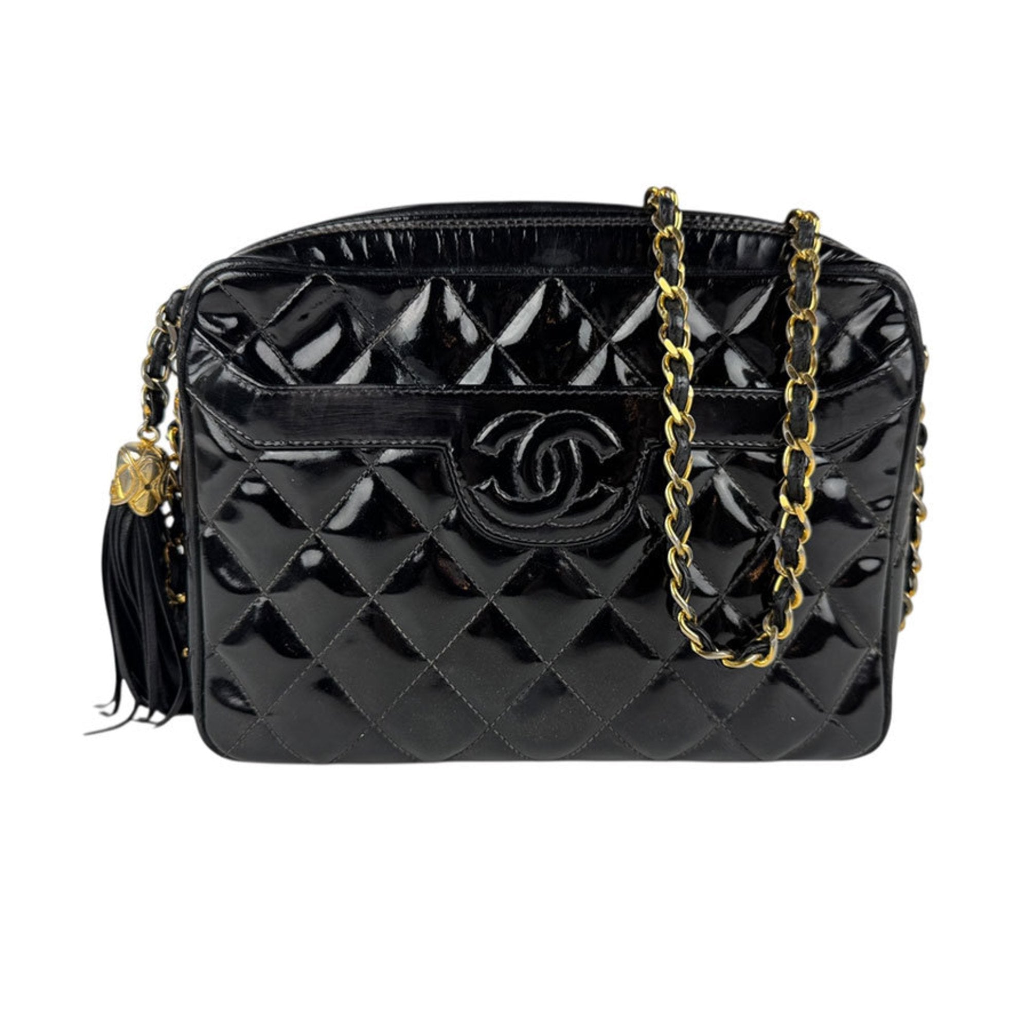 Vintage Diamond CC Camera Bag Quilted Patent Medium