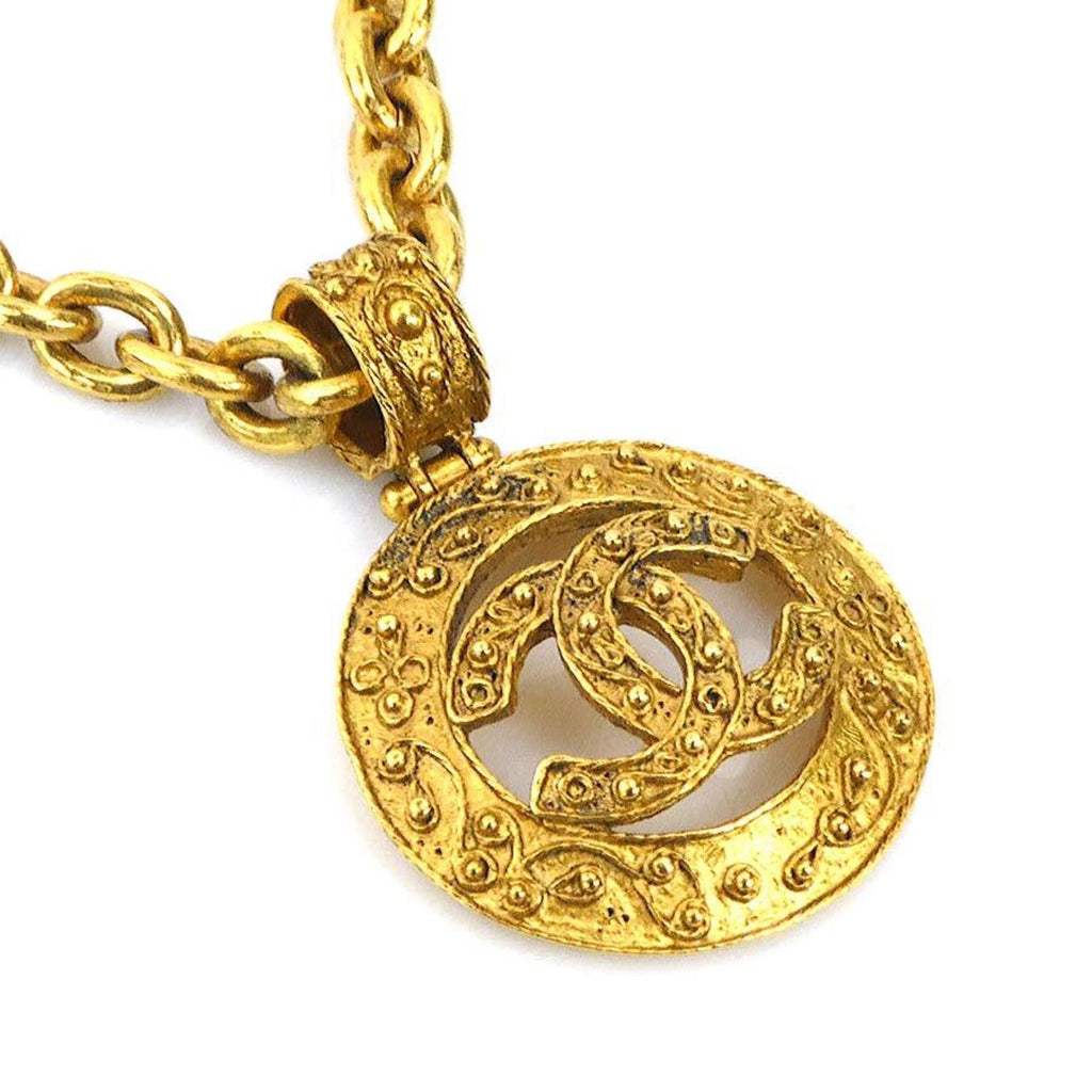 CC Logo Pendant Necklace Gold-Tone Metal