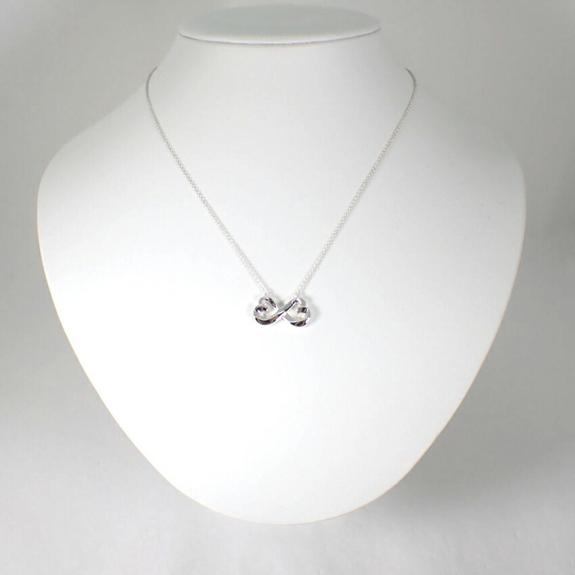 Double Loving Heart Pendant Necklace Sterling Silver
