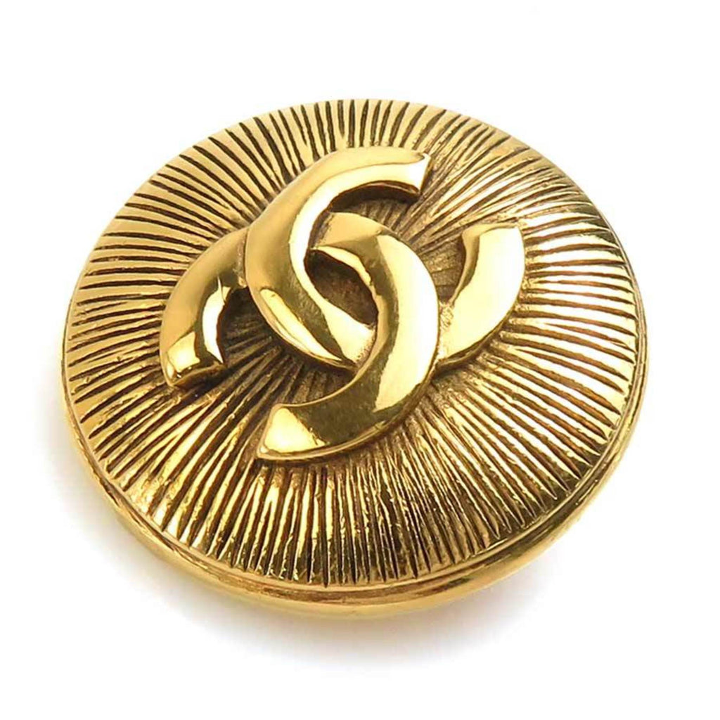 CC Logo Brooch Gold-Tone Metal