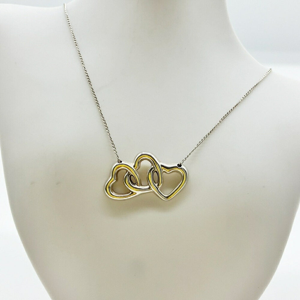 Triple Heart Pendant Necklace Sterling Silver